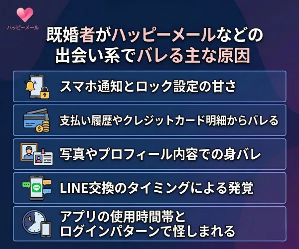 既婚者がハッピーメールなどの出会い系でバレる主な原因