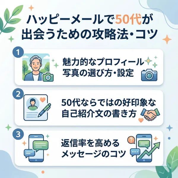 ハッピーメールで50代が出会うための攻略法・コツ