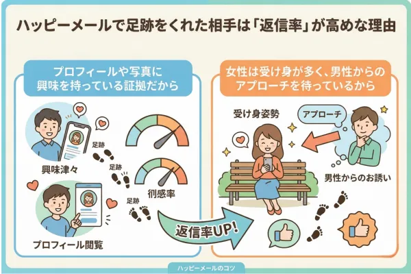 ハッピーメールで足跡をくれた相手は「返信率」が高めな理由