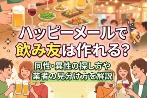 ハッピーメールで飲み友は作れる？同性・異性の探し方や業者の見分け方を解説