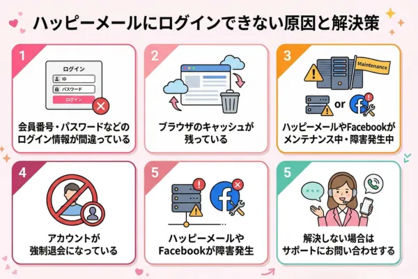 ハッピーメールにログインできない原因と解決策