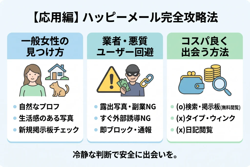 【応用編】ハッピーメールで一般女性と確実に出会う完全攻略法