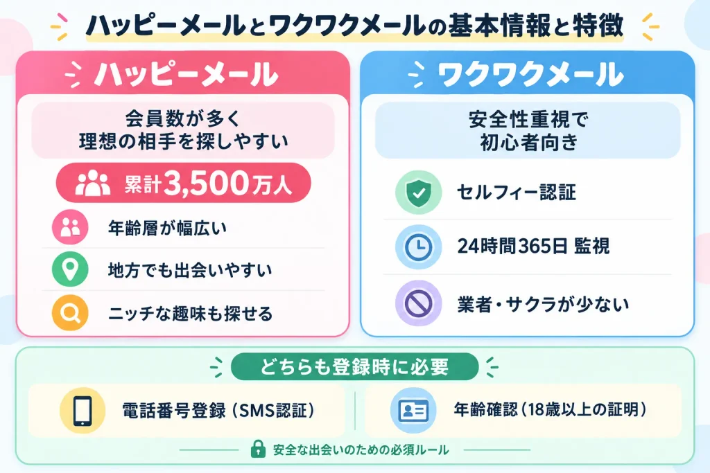 ハッピーメールとワクワクメールの基本情報と特徴