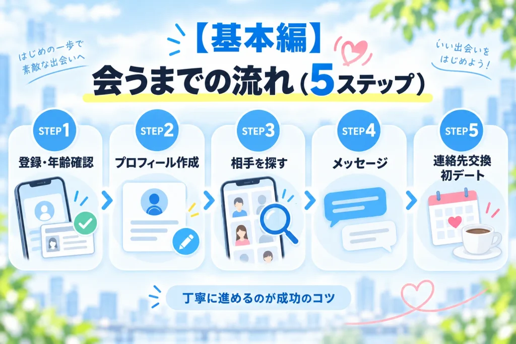 【基本編】ハッピーメールに登録してから会うまでの流れ（5ステップ）