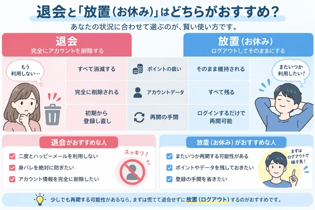 退会と「放置（お休み）」はどちらがおすすめ？メリット・デメリット